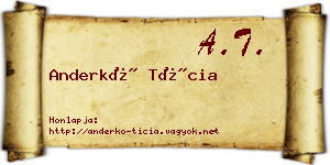 Anderkó Tícia névjegykártya
